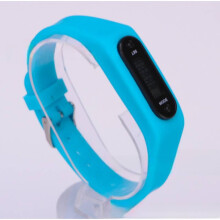 (blue)Digital Lcd Pedometer Wrist Step Run Walking Distance Calorie Counter Watch