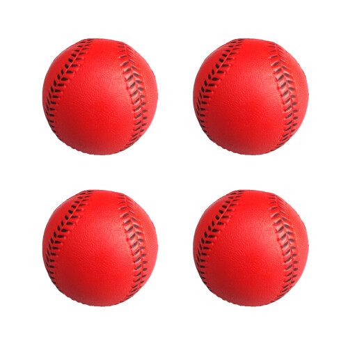 4Pcs Elastic PU Foam Baseball Light Weight Training-Red