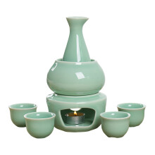 Ensemble de saké en céramique avec bouteille de poêle-Mei Ziqing