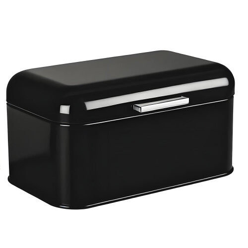 Metal Bread Storage Bin Large Capacity Kitchen Storage-Black
