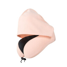 Flyweight Hooded Assistance Pillow Containing Eye Mask For-Pink