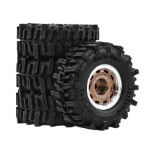 Juego de Llantas y Neumáticos Beadlock de Metal de 0,7 Pulgadas para Accesorios de Mejora de Coche RC SCX30 Ascent-32 1/30, Color Bronce
