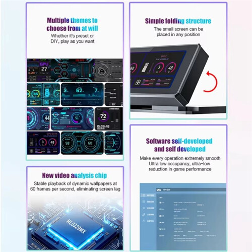 3,39-Zoll-Desktop-Computer-Zweitmonitor IPS USB Zweitbildschirm CPU GPU RAM USB-Display USB Freely AIDA64 Weiß