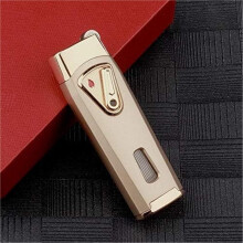 Windproof Dual Flame Torch Cigar Lighter with Visible Air Chamber and Adjustable Flame for BBQ Outdoor Gift