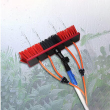 Telescopic Window Cleaning Pole with 20m Hose, Extendable Aluminum Kit for Windows and Conservatories
