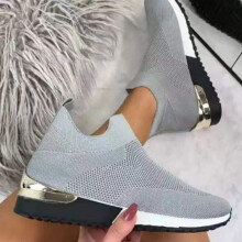 (Gray,37)New Womens Sports Shoes Fashion Womens Breathable Mesh Sports Shoes Anti Slip