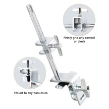 7 Inch Cowbell and Cowbell Clamp, Adjustable Stainless Steel Cowbell Holder Mount for Bass Drum Hoop with Drum Stick