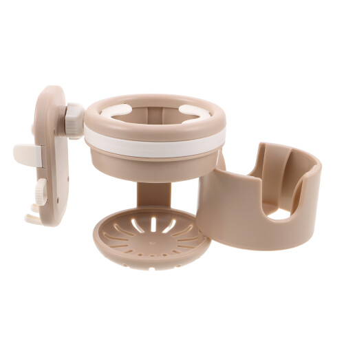 Stylish Khaki ABS Stroller Cup Holder Phone Mount for Pushchair