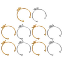 10Pcs Durable Stainless Steel Rings Bases Flat Tray for DIY Crafting