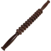 Coffee Wooden Handheld Calf & Body Muscle Roller with Four Wheels