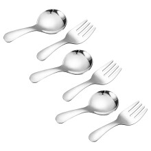 6Pcs Silver Mini Spoons Kids Cutlery Portable Metal Utensils