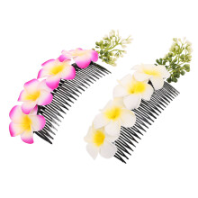 2pcs Tropical Plumeria Flower Hair Comb Hawaiian Vacation Accessory