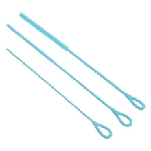 3Pcs Gentle Silicone Baby Bottle Straw Brush Set Sky-Blue