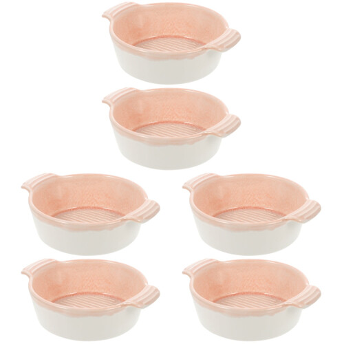 6Pcs Oven Safe Pink Ceramic Baking Bowls for Home Kitchen Use