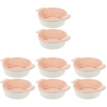 8Pcs Ceramic Baking Dish Set Pink Double Handle Nonstick Easy Clean