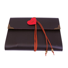 1Pc Coffee Vintage PU Photo Album with Rope and Antler Decor