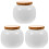 3Pcs Smooth White Ceramic Jars with Bamboo Lid for Coffee Tea Storage 1