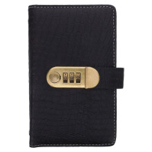 Money Saving Binder with 3-Digit Password Lock Black PU Cover