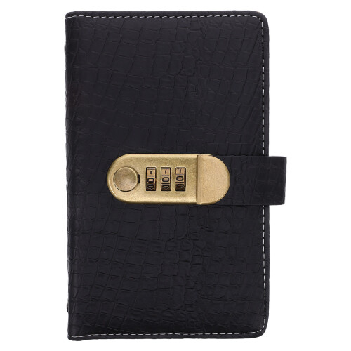 Money Saving Binder with 3-Digit Password Lock Black PU Cover