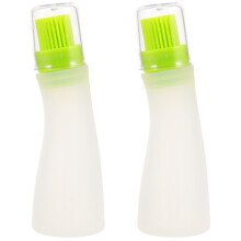 2Pcs White Silicone Cooking and Bbq Oil Brush with Storage Bottle