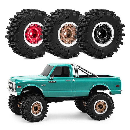 Conjunto de Rodas e Pneus Beadlock de Metal de 0,7 Polegadas para Acessórios de Atualização de Carros RC SCX30 Ascent-32 1/30, Cor Bronze 2