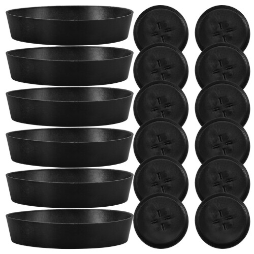 48Pcs Mini Christmas Tree Plastic Base Black Round Stable Decor Tray