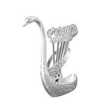 Set Of 6 Zinc Alloy Spoon For Stirring Coffee And-Silver