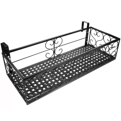 Porta Piante Sospeso Nero in Metallo Per Balcone E Finestra