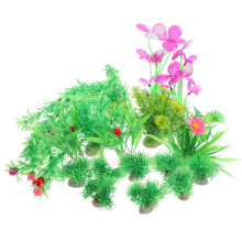 15Pcs Colorful Aquarium Plant Set with PVC Material and Ceramic Base