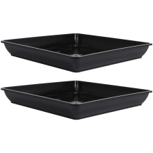 2pcs Black Planter Tray Square Drip Tray For Indoor Planting
