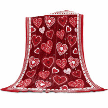 Red and White Heart Fleece Throw Blanket 59x79 Inch Soft Warm Flannel Valentine's Day Cozy Sofa Bed Decor