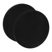 2Pcs Car Cup Coasters Black PVC Non-Slip Cup Holder Accessories