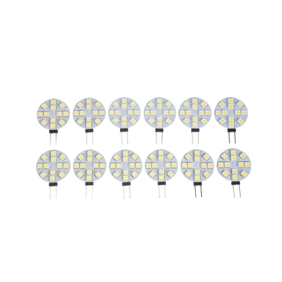 12Pcs G4 Puck S Led Bulbs Side Pin Base Round G4 5050 12Smd Led Rv Home Reading Light/White 6033000116383