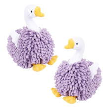Soft Absorbent Chenille Hanging Hand Towels with Playful Duckling Shape, Super Fluffy Fast Drying Bathroom Set, Purple 2Pcs