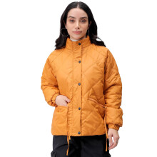 Freehand Dames Relaxed Fit Effen Gequilt Jacket (Donker Mosterd_Xl)