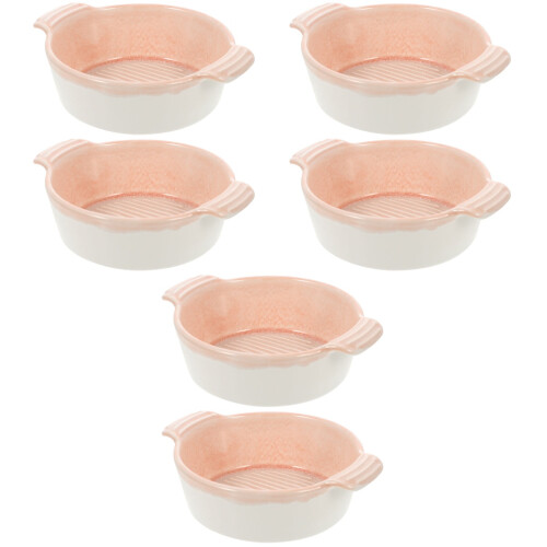 6Pcs Oven Safe Pink Ceramic Baking Bowls for Home Kitchen Use 1