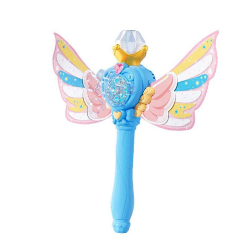 (Pink)Kid Angel Magic Bubble Wand Stick Electric Automatic Bubble Machine Light Up Toy 1