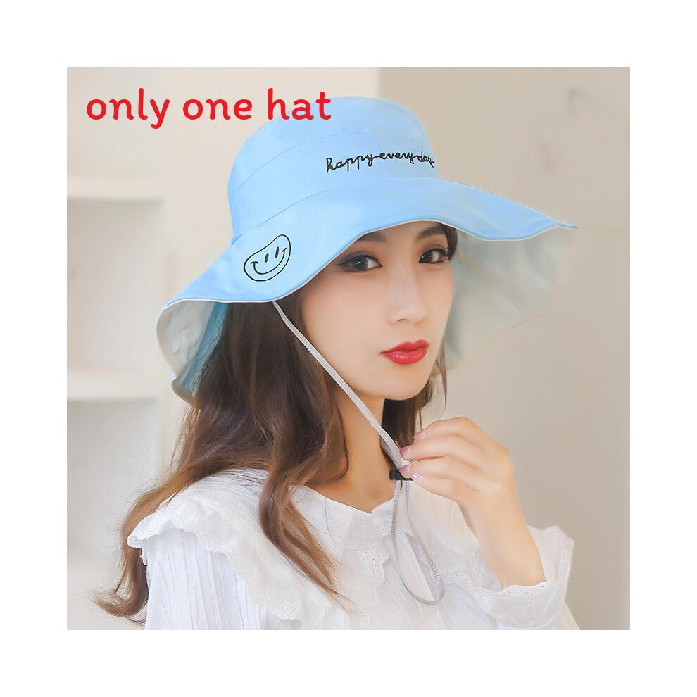 (Lake Blue) Foldable Sun Ladies Hat With Embroidered Design And Uv Outings Protection For-image-OPC-PT5GKJB-NEW