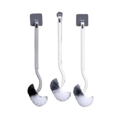 Wall Mounted Toilet Brush with Bent Head and Soft Bristles for Corner Gap Cleaning, White Finish