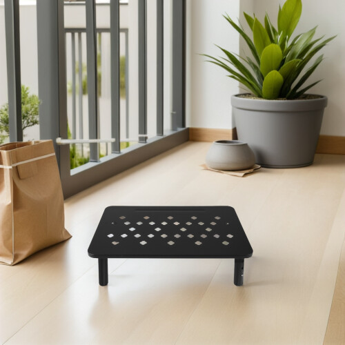 Adjustable Black Elevated Cat Bowl Stand Non-Slip Pet Feeder 1