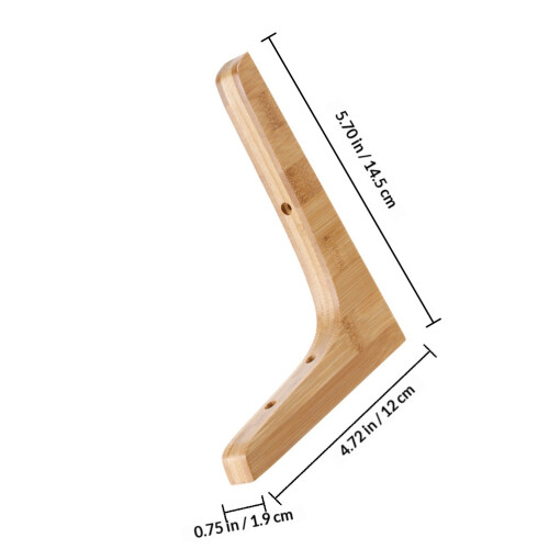 Wood Wall Bracket Holder Floating Design Beige 2pcs 1