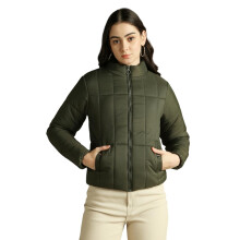 Dl Dames Regular Fit Polyester Effen Lange Mouwen Padded Jacket