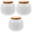 3Pcs Smooth White Ceramic Jars with Bamboo Lid for Coffee Tea Storage 2