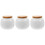 3Pcs Smooth White Ceramic Jars with Bamboo Lid for Coffee Tea Storage 3