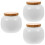 3Pcs Smooth White Ceramic Jars with Bamboo Lid for Coffee Tea Storage 5