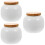 3Pcs Smooth White Ceramic Jars with Bamboo Lid for Coffee Tea Storage 6