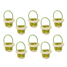 10Pcs Small Faux Wicker Baskets Decorative Basket Perfect-Green