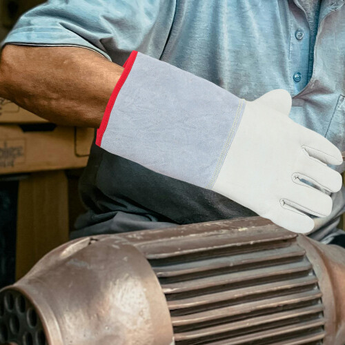 1Paar Gefütterte Arbeitshandschuhe Rindsleder Für Umgebungen 2