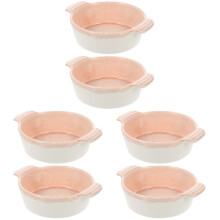 6St Roze Keramische Ovenschalen Set Met Dubbele Handgrepen Voor Thuis