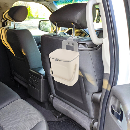 White PP Hanging Sliding Lid Compost Bin for Kitchen Car Home Use 2